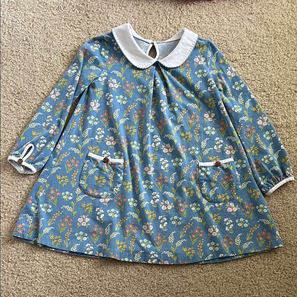 Shrimp and Grits Floral Long Sleeve Dress with Peter Pan Collar VGUC 5/6